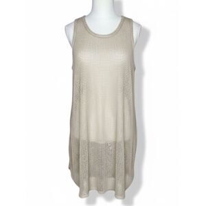 Jordan Taylor Elif Mesh Cover Up Dress Beige Sheer Beach Swim Coastal L